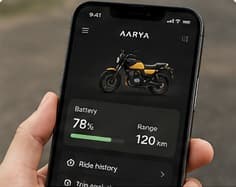 The companion app showing battery and range