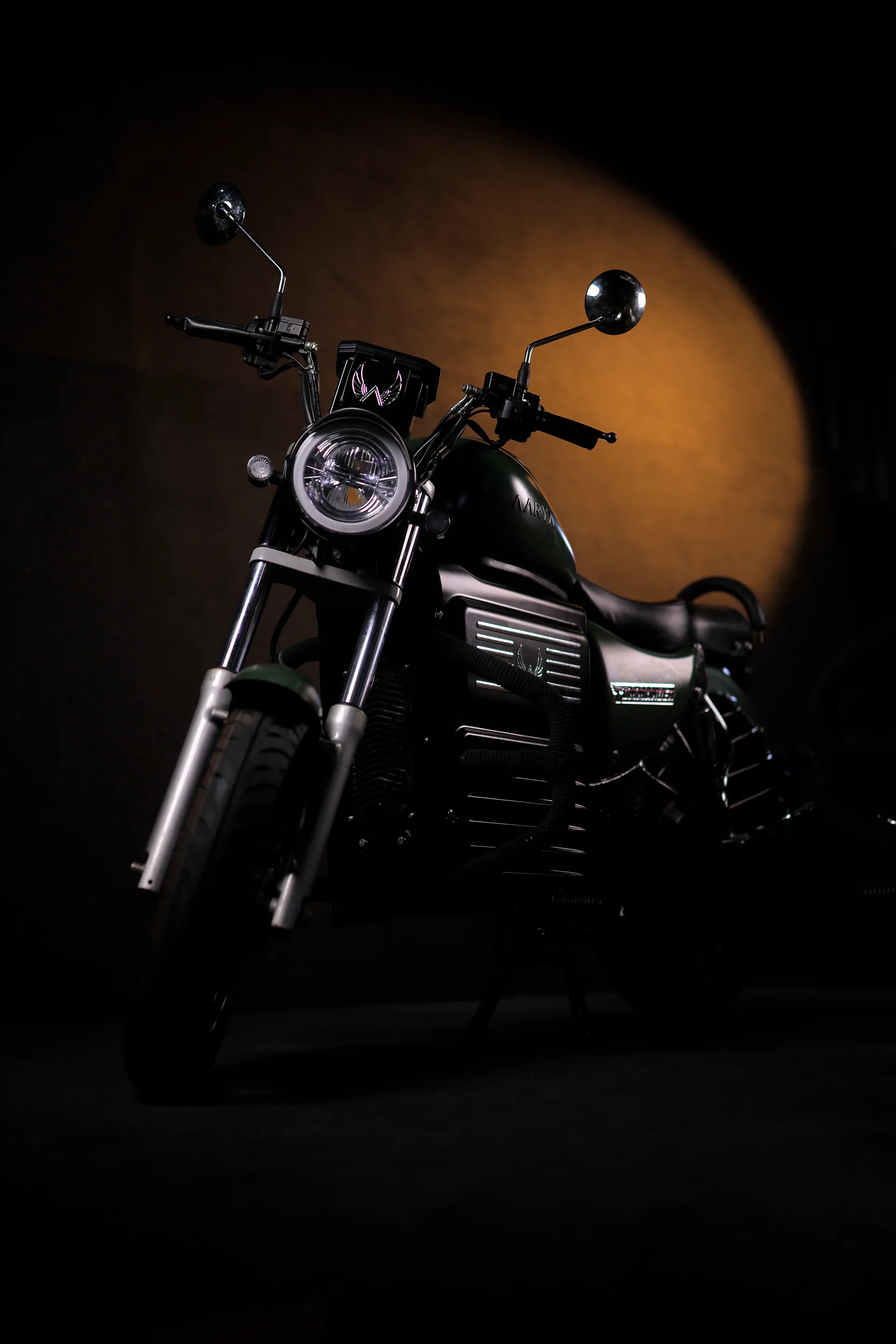 Aarya Commander electric motorcycle in the studio